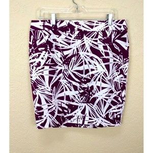 Ann Taylor LOFT Skirt Size 14P Curvy Purple White Knee Length Straight 14 Petite